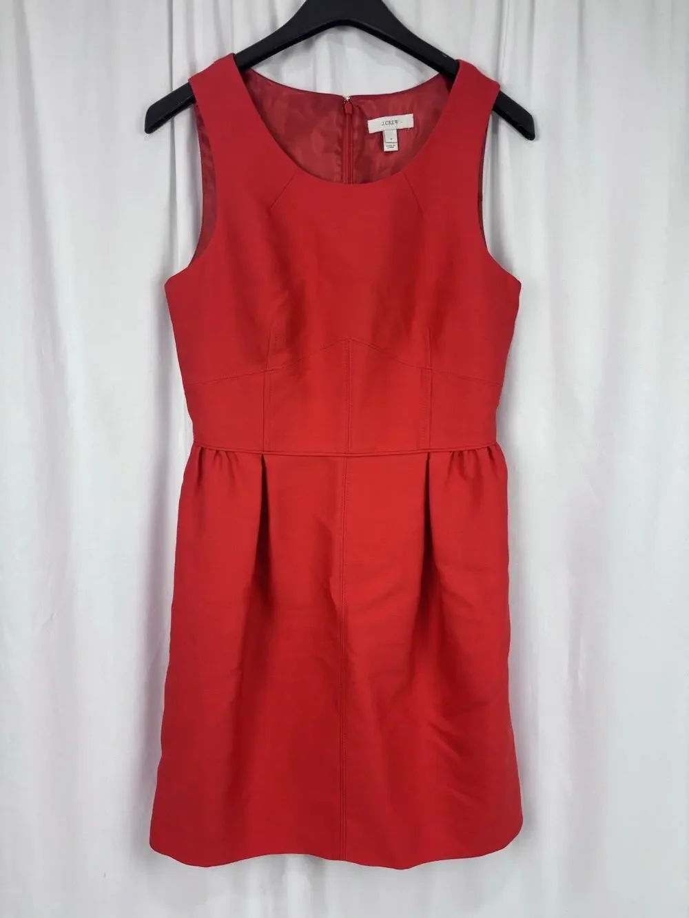 J. Crew Wool Blend Sleeveless A-Line Allie Dress Pleated Pockets Poppy Red Sz 6